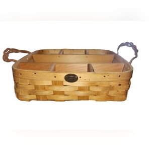 Peterborough Woven Wood Basket Buffet Style Wood Divider And Handles